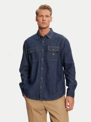 Guess Jeans Koszula jeansowa M4BH56 D5EI4 Granatowy Regular Fit. Niebieskie koszule męskie Guess Jeans, m, z aplikacjami, z bawełny, bez kołnierzyka, bez ramiączek. Za 299.99 zł.