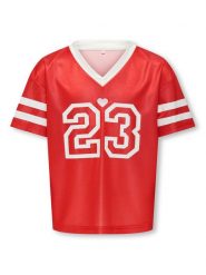 Kids ONLY T-Shirt Lulu 15354971 Czerwony Regular Fit. Czerwone t-shirty i topy dla dziewczynek Kids Only, bez wzorów, z syntetyku, bez ramiączek. Za 49.99 zł.