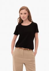 Elastyczna koszulka basic T-ANA. Czarne t-shirty damskie Volcano, l, bez wzorów, z bawełny, eleganckie, bez kołnierzyka. Za 59.99 zł.