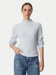Calvin Klein Jeans Sweter LV047H304G Niebieski jasny Regular Fit. Niebieskie swetry damskie Calvin Klein Jeans, s, bez wzorów, z bawełny, bez kołnierzyka, bez ramiączek, bez kaptura. Za 409.99 zł.