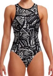 Strój pływacki Funkita Night Flyer Hi Flyer zapinany na suwak. Czarne kostiumy jednoczęściowe damskie FUNKITA, s, bez wzorów, do pływania. Za 229.00 zł.