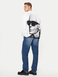 Karl Lagerfeld Jeans Bluza A1M20070 Biały Relaxed Fit. Białe bluzy męskie Karl Lagerfeld Jeans, l, bez wzorów, z bawełny, bez kaptura. Za 429.99 zł.