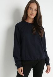 Granatowa Bluza Voeum. Niebieskie bluzy damskie Born2be, l, bez wzorów, z dresówki, bez kaptura. Za 39.99 zł.
