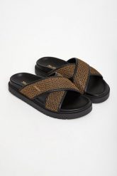 Klapki damskie Party MAX MARA BEACHWEAR. Klapki damskie Max Mara Beachwear, bez wzorów, bez obcasa. W wyprzedaży za 775.20 zł.