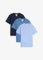 T-shirt, regular fit (3 szt.). Szare t-shirty męskie bonprix, l, bez wzorów, z dzianiny, bez kołnierzyka. Za 104.99 zł.