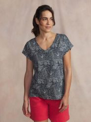 Damska koszulka z dzianiny TBS Mytsy. Niebieskie t-shirty damskie TBS, m, bez wzorów, z bawełny, eleganckie, bez kołnierzyka. Za 137.50 zł.