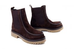 KOCH 22981 7-521 ciemny brąz, botki damskie. Brązowe botki damskie KOCH, na jesień, ze skóry, bez obcasa, bez zapięcia. Za 509.90 zł.