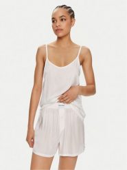 Calvin Klein Underwear Piżama 000QS7153E Biały Regular Fit. Białe piżamy damskie Calvin Klein Underwear, xs, bez wzorów, z wiskozy, bez ramiączek. Za 189.99 zł.
