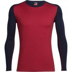 Icebreaker Mens Tech Top Ls Crewe Oxblood/Midnight Navy M. Czerwone bielizna termoaktywna męska Icebreaker, z materiału. W wyprzedaży za 299.00 zł.