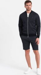Ombre Komplet męski kurtka + szorty z dzianiny żakardowej - granatowy V1 Z73 XL. Niebieskie kurtki męskie Ombre, m, bez wzorów, z dresówki. Za 399.99 zł.