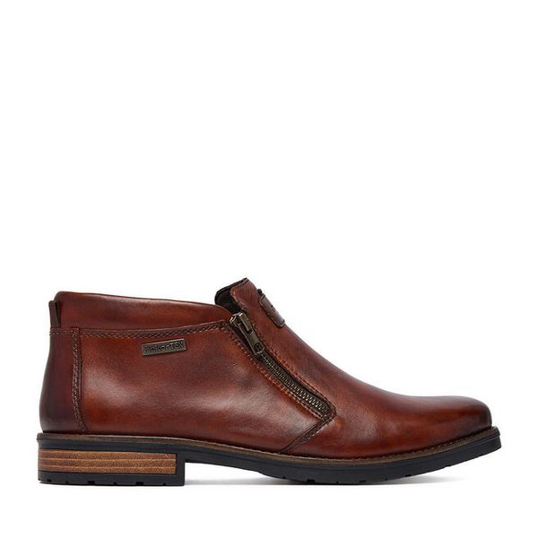 Botki Rieker. Brązowe botki męskie Rieker, bez wzorów, bez zapięcia. Za 459.99 zł.