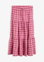Spódnica midi z czystej bawełny. Czerwone spódnice damskie bonprix, bez wzorów, z bawełny, midi. Za 37.99 zł.