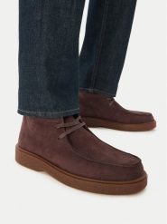 Calvin Klein Trzewiki Text Rubber Apron Boot Nu HM0HM02256 Brązowy. Brązowe botki męskie Calvin Klein, bez wzorów, z nubiku, bez zapięcia. Za 749.99 zł.