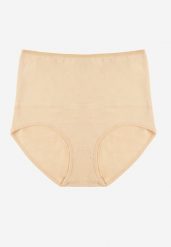 Beżowe Modelujące Majtki z Bawełny High Waist Nilionea. Brązowe bielizna wyszczuplająca Renee, z bawełny. Za 14.99 zł.