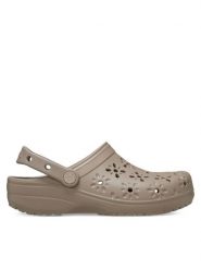 Crocs Klapki Classic Floral Cut Out Clog 210927 Brązowy. Brązowe klapki damskie Crocs, bez wzorów, z tworzywa sztucznego, bez obcasa. Za 169.99 zł.