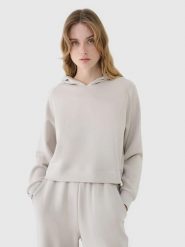 BLUZA DRESOWA DAMSKA 4F NIEROZPINANA Z KAPTUREM XXL TSWSF1562 KOLOR BEŻOWY. Brązowe bluzy damskie 4f, l, bez wzorów, z bawełny, z kapturem. Za 179.99 zł.