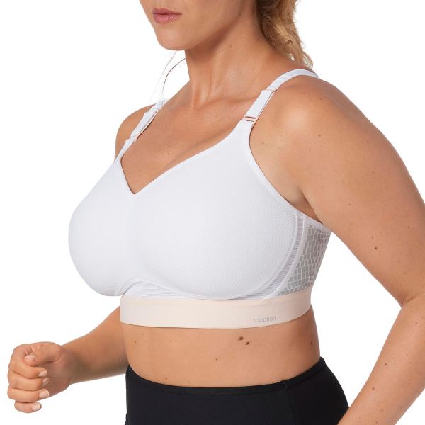 Stanik do biegania Hybrid Lite z wysoki poziomem podtrzymywania. Białe biustonosze TRIACTION, bez wzorów, z bawełny. Za 288.00 zł.