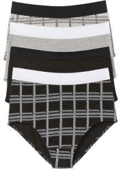 Figi z wysokim stanem z bawełny organicznej (4 pary). Czarne figi damskie bonprix, bez wzorów, z bawełny. Za 72.99 zł.