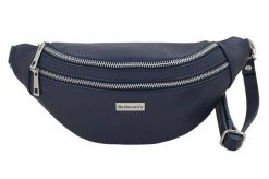 Saszetka skórzana nerka BARBERINI'S 985-4 granatowa. Niebieskie torebki do ręki damskie Barberinis, bez wzorów, ze skóry, eleganckie, bez dodatków. Za 169.99 zł.