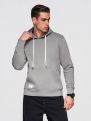 Męska bluza bawełniana dresowa BASIC kangurka z kapturem OM-SSBN-0270 - - Rozmiar: XXL. Szare bluzy męskie Ombre Clothing, m, z aplikacjami, z bawełny, z kapturem, na fitness i siłownię. Za 169.99 zł.