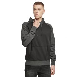 Męska Raglanowa Bluza Z Kapturem. Czarne bluzy męskie BUILD YOUR BRAND, m, bez wzorów, z kapturem. Za 169.99 zł.