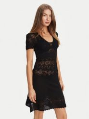 TWINSET Sukienka dzianinowa 251TT3212 Czarny Slim Fit. Czarne sukienki damskie Twinset, l, bez wzorów, z dzianiny, bez kołnierzyka, bez ramiączek. Za 569.99 zł.