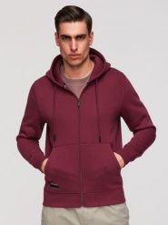 Rozpinana męska bluza dresowa BASIC – bordowa V3 - Rozmiar: XL. Czerwone bluzy męskie Ombre Clothing, m, z aplikacjami, z bawełny, z kapturem. Za 255.99 zł.
