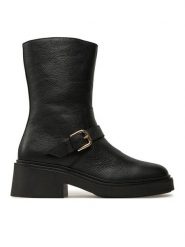 Pollini Botki SA24086G1LTC0000 Czarny. Czarne botki damskie Pollini, ze skóry, bez obcasa, na słupku, bez zapięcia. Za 1,609.00 zł.