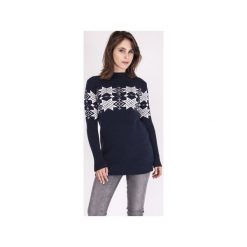 Sweter w skandynawskie wzory, SWE128 granat/ecru MKM. Białe swetry damskie Mkm swetry, na zimę, z dzianiny. Za 143.00 zł.