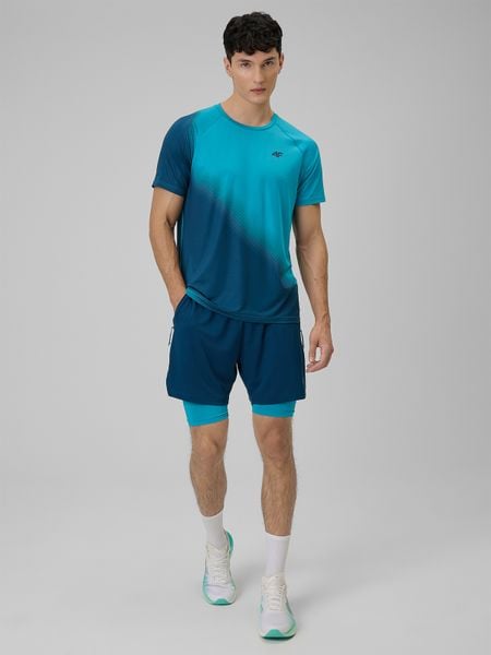 4F Spodenki treningowe szybkoschnące męskie - turkusowe XXL. Niebieskie krótkie spodenki sportowe męskie 4f, m, bez wzorów, na fitness i siłownię. Za 169.99 zł.