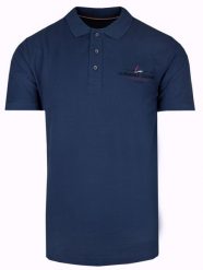 Męska Koszulka POLO - Adriano Guinari - Motyw Żeglarski - Granatowa. Niebieskie koszulki polo męskie Adriano Guinari, m, bez wzorów, z bawełny, bez ramiączek. Za 99.00 zł.