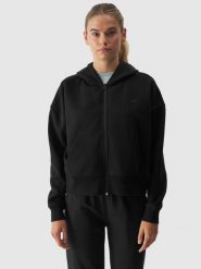 4F Bluza dresowa rozpinana z kapturem damska - czarna M. Czarne bluzy damskie 4f, m, bez wzorów, z bawełny, z kapturem. Za 149.99 zł.