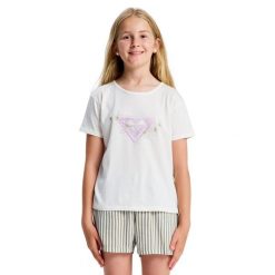 Koszulka z krótkim rękawem dla Dziewczynki LILYREGULAR NIGHT Biały. Białe bluzki dla dziewczynek Roxy, bez wzorów, z bawełny, bez kołnierzyka, bez ramiączek. Za 74.99 zł.