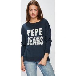 Pepe Jeans - Bluzka Shona. Szare bluzki damskie Pepe Jeans, z nadrukiem, z bawełny, casualowe, z okrągłym kołnierzem. W wyprzedaży za 139.90 zł.