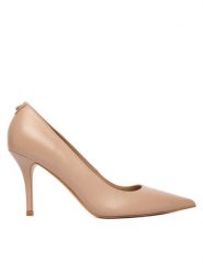 Guess Szpilki FLFPRN LEA08 Beżowy. Brązowe szpilki damskie Guess, z aplikacjami, ze skóry, bez obcasa, bez zapięcia. Za 679.99 zł.