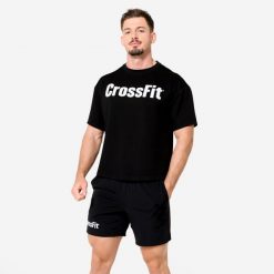 Koszulka fitness unisex CrossFit® oversize. Czarne koszulki sportowe męskie NORTHERN SPIRIT, xl, bez wzorów, z bawełny, bez kołnierzyka, bez ramiączek, na fitness i siłownię. Za 119.99 zł.