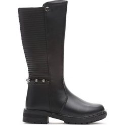 Czarne Kozaki Snowfall. Czarne buty zimowe dziewczęce Born2be, z materiału. Za 99.99 zł.