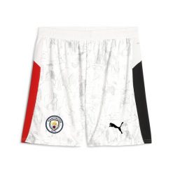 Męskie szorty KIDSUPER × MANCHESTER CITY PUMA White Black. Białe krótkie spodenki sportowe męskie Puma, m, bez wzorów, do piłki nożnej. Za 199.00 zł.