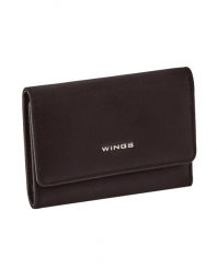 Portfel damski WINGS WILLOW mały elegancki BLACK. Czarne portfele damskie Wings, bez wzorów, z materiału. Za 59.90 zł.