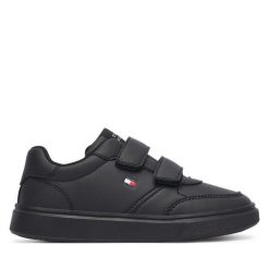 Sneakersy Tommy Hilfiger. Czarne trampki i tenisówki chłopięce Tommy Hilfiger, bez wzorów, bez zapięcia. Za 349.99 zł.