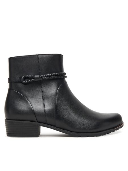 Caprice Botki 9-25404-45 Czarny. Czarne botki damskie Caprice, ze skóry, bez obcasa, na płaskiej podeszwie, bez zapięcia. Za 489.99 zł.