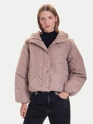 Guess Kurtka zimowa V5BL07 WGLW2 Beżowy Relaxed Fit. Brązowe kurtki damskie Guess, na zimę, m, z aplikacjami, z syntetyku, bez kaptura. Za 639.99 zł.