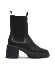 Calvin Klein Botki Block Heel Chelsea Boot Lth HW0HW03694 Czarny. Czarne botki damskie Calvin Klein, ze skóry, bez obcasa, na słupku, bez zapięcia. Za 699.99 zł.