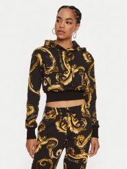Versace Jeans Couture Bluza 77HAI3A3 FS171 Czarny Regular Fit. Czarne bluzy damskie Versace Jeans Couture, l, bez wzorów, z bawełny, bez kaptura. Za 579.99 zł.