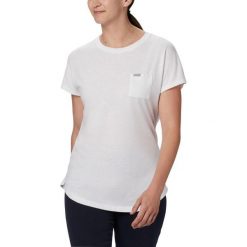 Koszulka turystyczna damska Columbia z krótkim rękawem Cades Cape Tee. Białe t-shirty damskie Columbia, m, bez wzorów, z bawełny, bez kołnierzyka. W wyprzedaży za 134.00 zł.