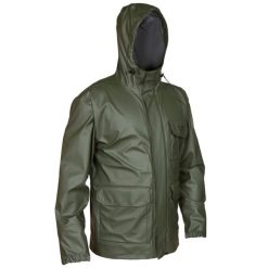 Kurtka przeciwdeszczowa outdoor SOLOGNAC 300. Brązowe kurtki męskie SOLOGNAC, l, bez wzorów, z materiału, sportowe, bez kaptura. Za 179.99 zł.