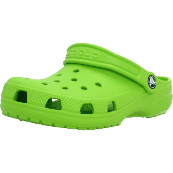 Sandały CROCS CLASSIC CLOG K Zielony. Zielone sandały damskie Crocs, bez wzorów, z materiału, bez obcasa, bez zapięcia. Za 217.99 zł.