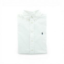 Second life - Klasyczna dopasowana gładka koszula damska - Jak nowy. Białe koszule damskie Ralph Lauren, bez wzorów, klasyczne, bez kołnierzyka, bez ramiączek. Za 170.36 zł.