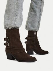 G-STAR Kowbojki CEO-59132-04R Brązowy. Brązowe botki damskie G-Star, ze skóry, retro, bez obcasa, na słupku, bez zapięcia. Za 399.99 zł.