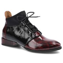 Bordowe Trzewiki Maciejka Damskie Eleganckie Buty. Czerwone kozaki damskie Maciejka, z materiału, bez obcasa, na obcasie. Za 339.00 zł.